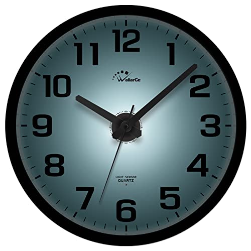 WallarGe Night Light Wall Clock for Bedroom - Silent Lighted up Wall Clock Glow in The Dark, Battery Operated for Living Room/Kitchen, Easy to Read Large Digital Display, 12 Inch - Image 1