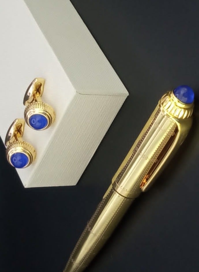 A luxurious and elegant pen and cufflink set with a box