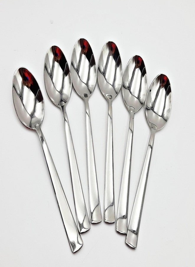 SHLINCO Stainless Steel Dinner/Table Spoons, Length 18 cm, Set of 6, Silver Steel Serving Spoon Set (Pack of 6) - Image 1