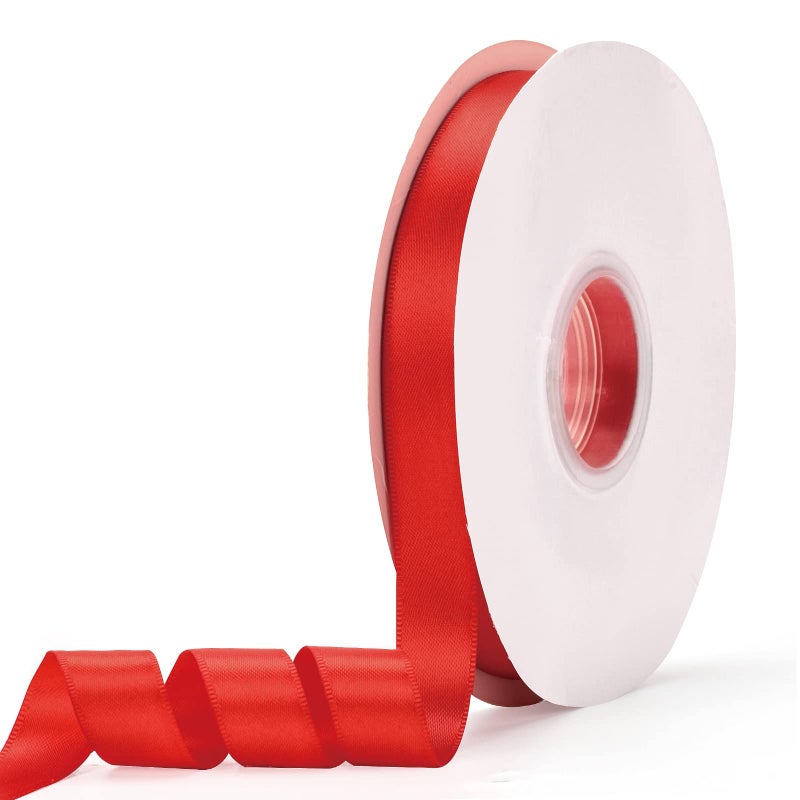 Ewaymado Satin Ribbon Hot Red Double Faced 58 X 50 Yards Fabric Ribbons Perfect for Wedding and Party DecorationGift Wrapping Sewing Crafts