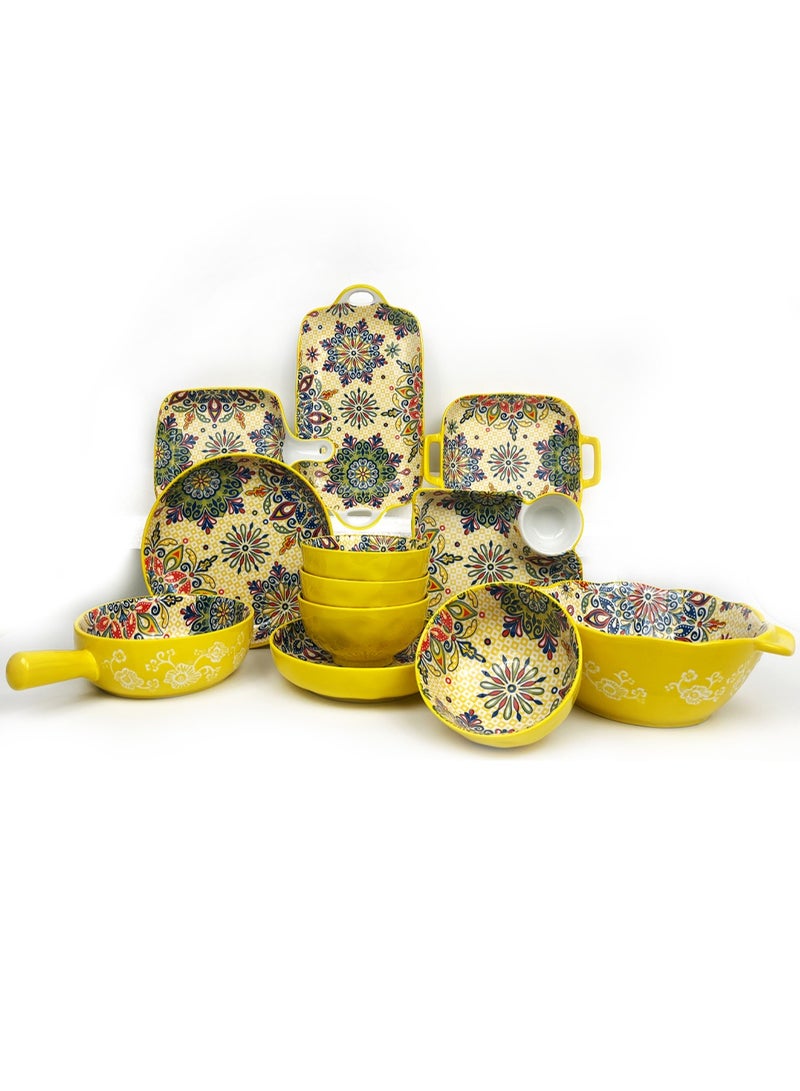12Pcs Dinner Set Bohemian Style Garden Flowers Design Luxury High End Elegant Perfect Gift Set with Gorgeous Design and Original Colorful Flowers  - Image 1