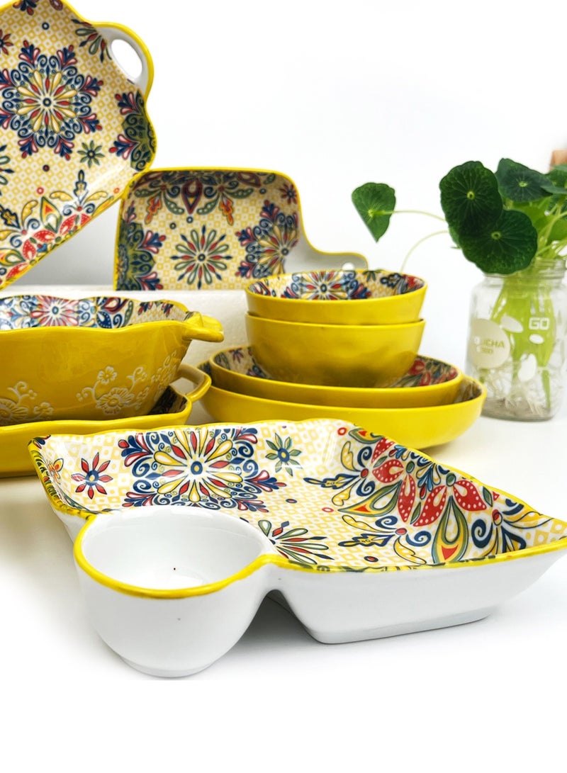 12Pcs Dinner Set Bohemian Style Garden Flowers Design Luxury High End Elegant Perfect Gift Set with Gorgeous Design and Original Colorful Flowers  - Image 5