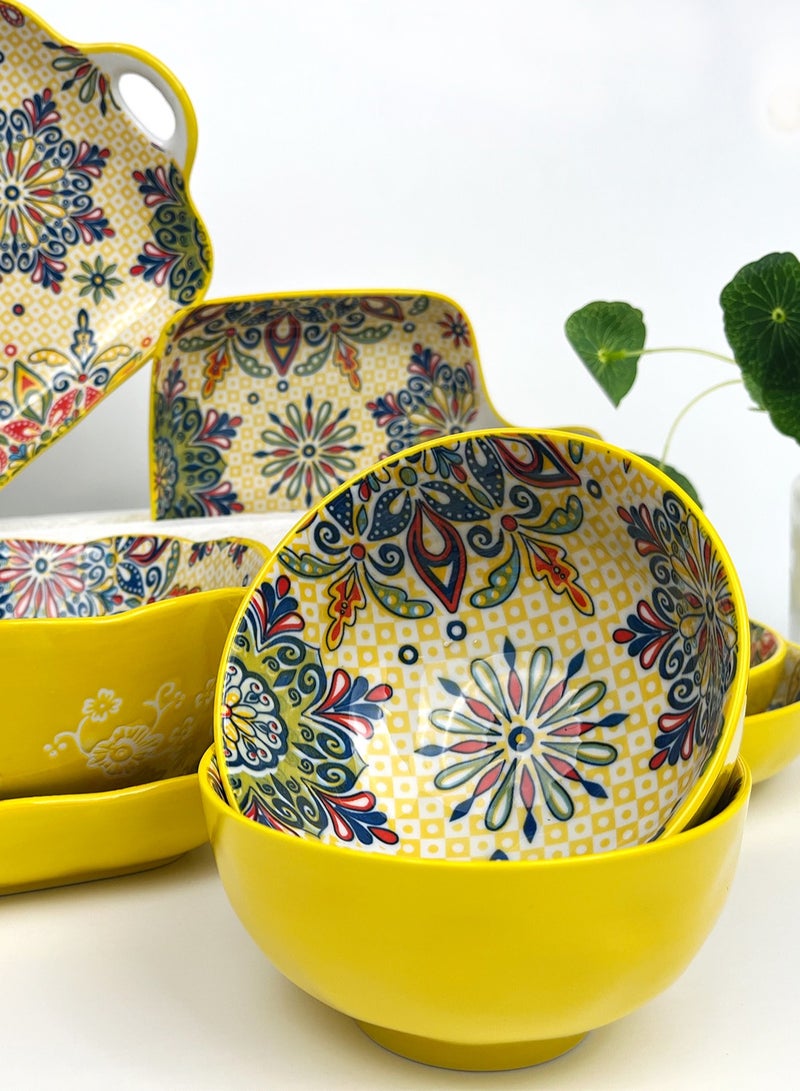 12Pcs Dinner Set Bohemian Style Garden Flowers Design Luxury High End Elegant Perfect Gift Set with Gorgeous Design and Original Colorful Flowers  - Image 3