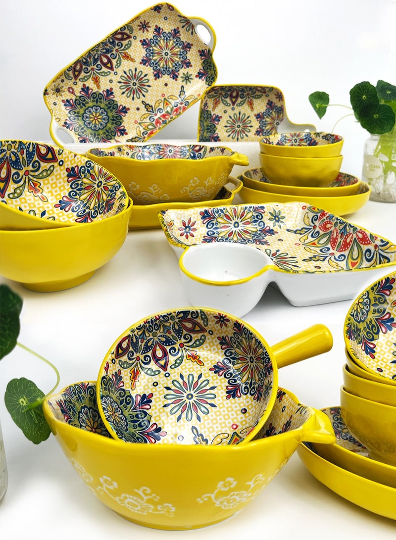 12Pcs Dinner Set Bohemian Style Garden Flowers Design Luxury High End Elegant Perfect Gift Set with Gorgeous Design and Original Colorful Flowers  - Image 2