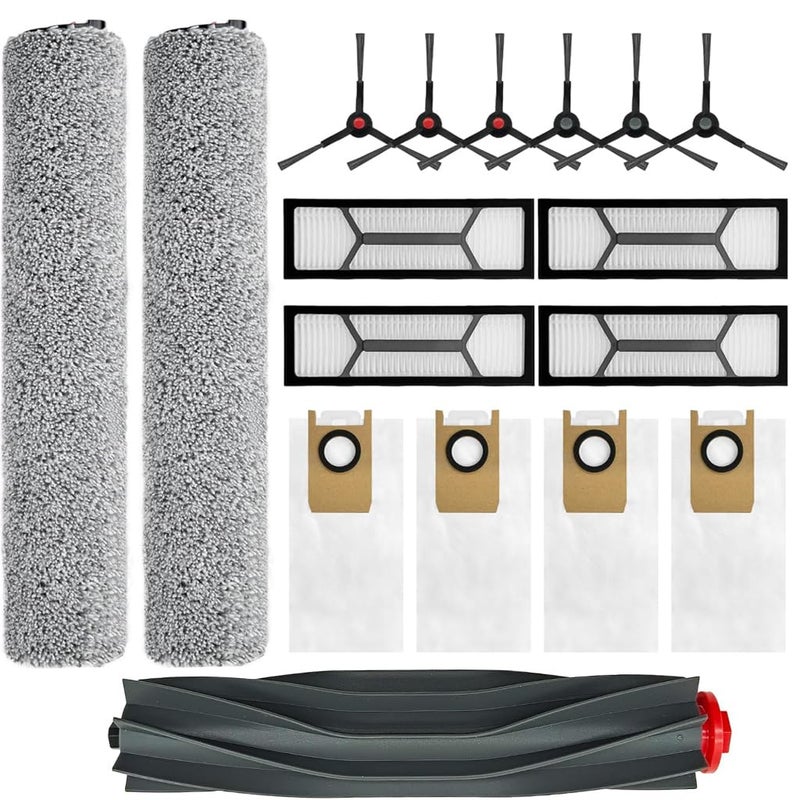 JoyBros Omni S1 Pro Replacement Parts Accessories for Eufy Omni S1/S1 Pro Robot Vacuum: Main Brush X1, Side Brush X6, Washable Filter X4, Dust Bag X4, Rolling Mop X3 17-Pack - Image 1