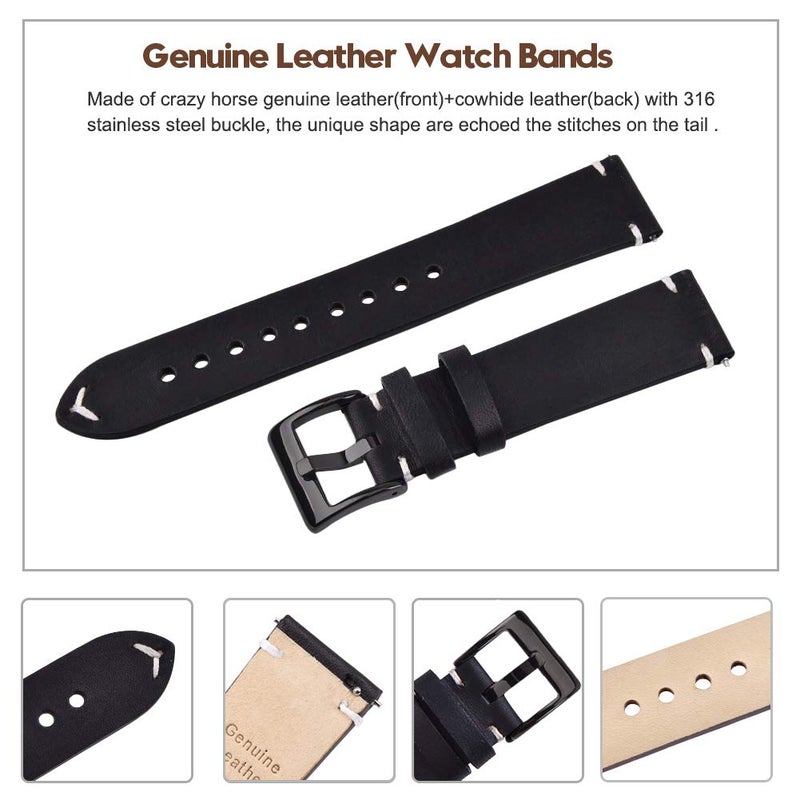 Ritche 22mm Classic Genuine Leather Watch Bands Christmas Stocking Stuffers Quick Release Vintage Leather Watch Straps Compatible with Fossil Watch for Men, White Elephant Gifts, Stocking Stuffers for Men - Image 4