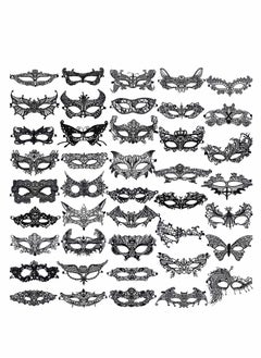 Excefore Masquerade Masks 42 Pcs Lace Mask Women Party Ball Venetian for Carnival,  Black  - Image 1