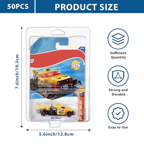 KASTUN 50-Pack Protector case for Hot Wheels -Clamshell Plastic Display Cases for 1:64 Scale Models, Crystal Clear UV-Resistant, Dust-Proof & Scratch-Resistant Plastic Storage Case with Secure Seal - Image 2