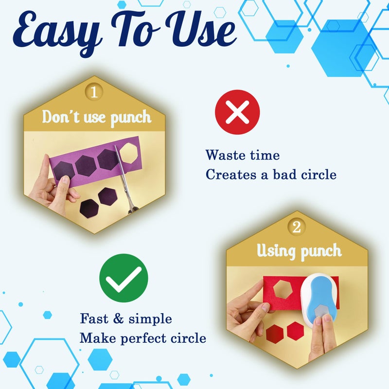 ECOHU Hexagon Punch for Paper Crafts, Size 1.3-Inch, Hexagon Hole Cutter, Hexagon Shape for Greeting Card Making, Handmade Scrapbooking, DIY Arts - Image 5