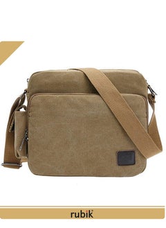 Rubik Shoulder Crossbody Side Bag Multifunctional Canvas Messenger Purse for Work Business Khaki  - Image 2