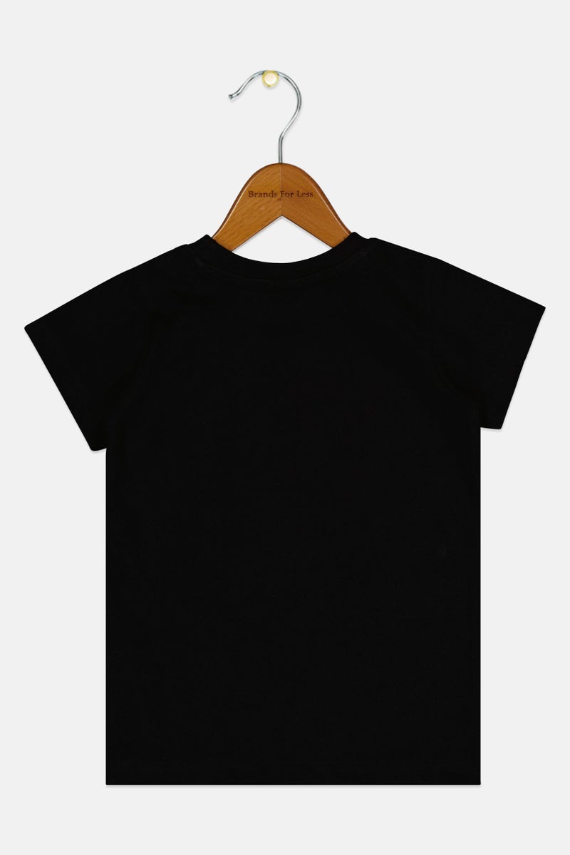 Peanuts Toddlers Girl Crew Neck Short Sleeve Graphic Print T-Shirt, Black - Image 3