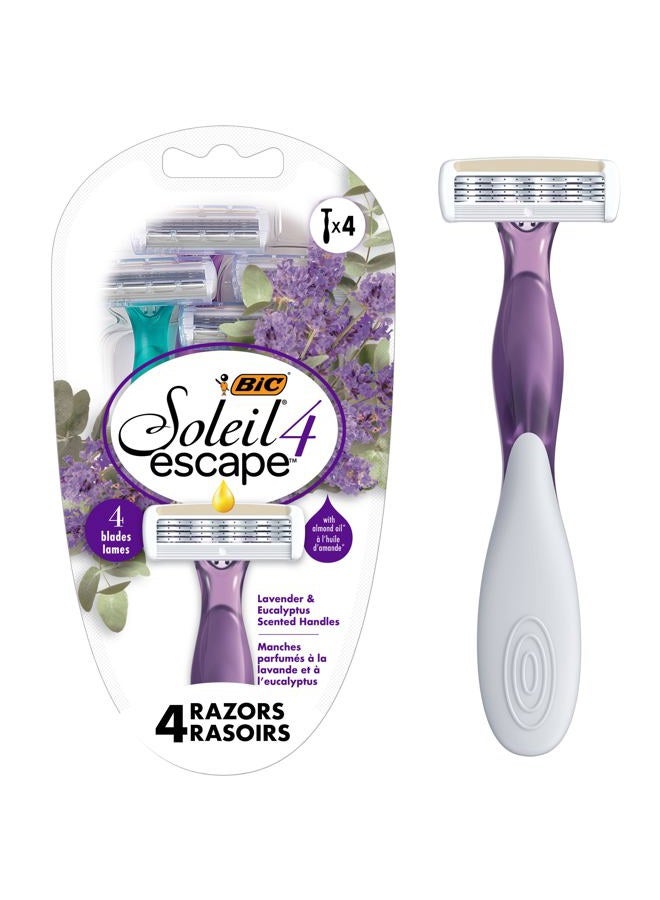 BIC Soleil Escape Women's Disposable 4-Blade Razors, Perfect Bikini Line Razor, Lavender & Eucalyptus Scented Handles, 4-Pack - Image 1