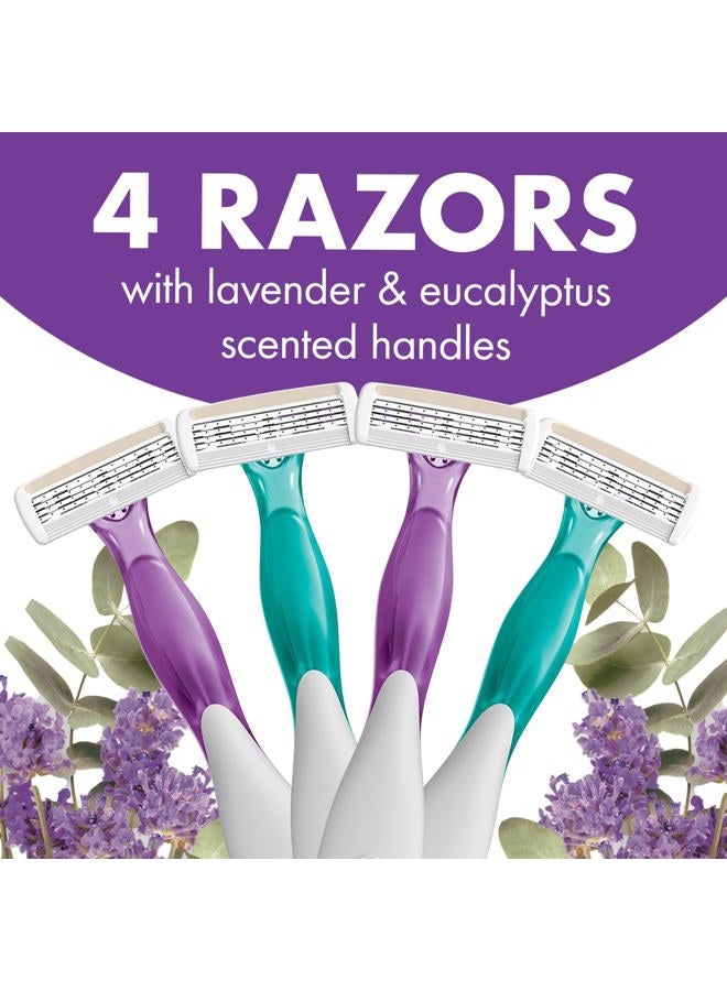 BIC Soleil Escape Women's Disposable 4-Blade Razors, Perfect Bikini Line Razor, Lavender & Eucalyptus Scented Handles, 4-Pack - Image 2