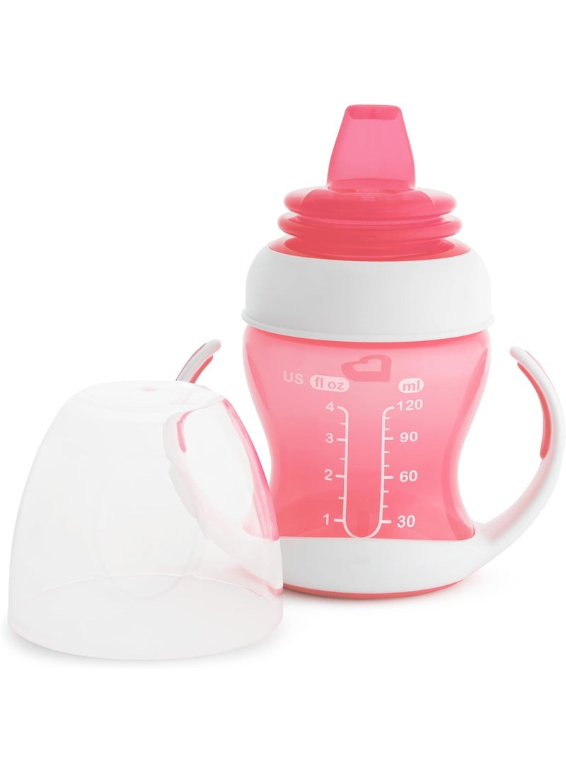erorex Gentle Transition Trainer Cup 120ml (4oz) - Spout Training Cup for Babies 4+ Months, Leak-Proof with Anti-Slip Handles, Pink - Image 2
