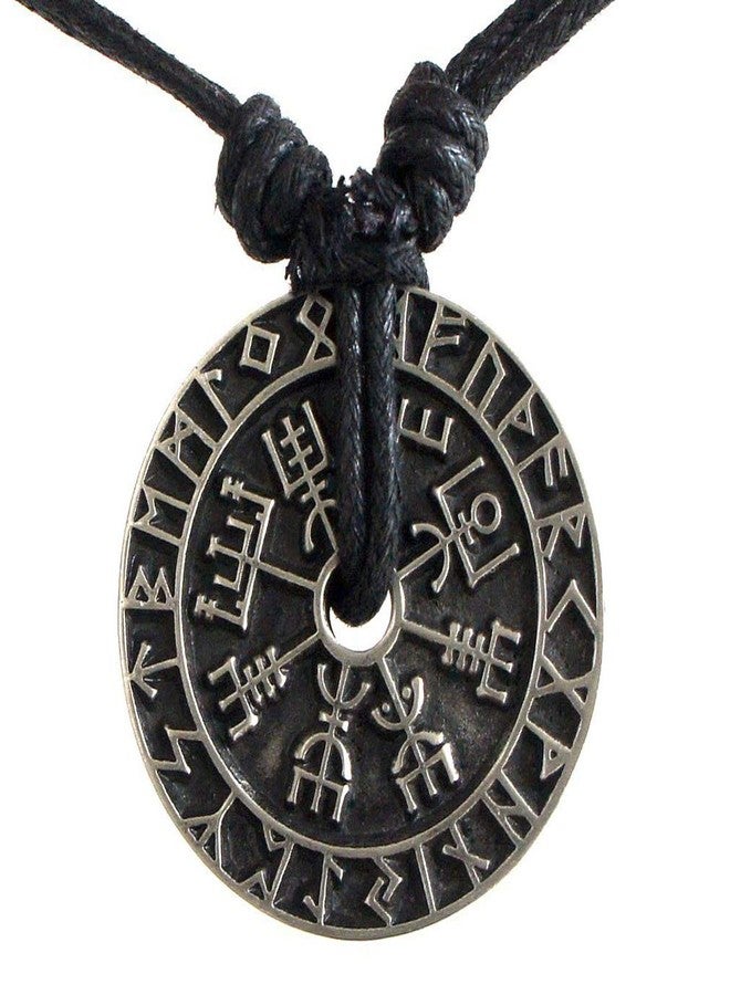 CCBFY Nordic Coin Amulet Vegvísir Odin Triple Horn Triquetra Valknut All in One Pewter Pendant Necklace - Image 1