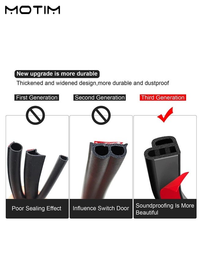 Motim - 52.49Ft/16M Universal Car Door Seal Strip L Shape Car Weather Stripping, Double Layer Self Adhesive Auto Rubber Door Soundproofing Weatherstrip, Noise Insulation Leak Sound Dust - Image 1