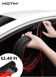 Motim 52.49Ft/16M Universal Car Door Seal Strip L Shape, Universal Double Layer Self Adhesive Auto Rubber Door Soundproofing Weather Stripping, Noise Insulation Leak Sound Dust  - Image 1