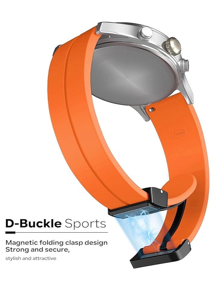 Gravity Magnetic Silicone Watch Band Strap – Quick Release Soft Sport Strap for Men & Women – Skin-Friendly, Sweat-Resistant Band with Magnetic Folding Clasp – Compatible with 16mm, 18mm, 19mm, 20mm, 22mm Watches – Ideal for Daily & Sports Wear orange - Image 2