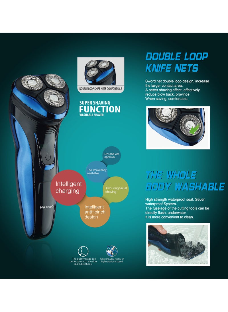 MR.ENZO Electric Razor for Men, Mens Electric Shavers, Rechargeable Electric Razor Shaving Machines, with Pop-up Trimmer, 3D Floating Head - Image 4
