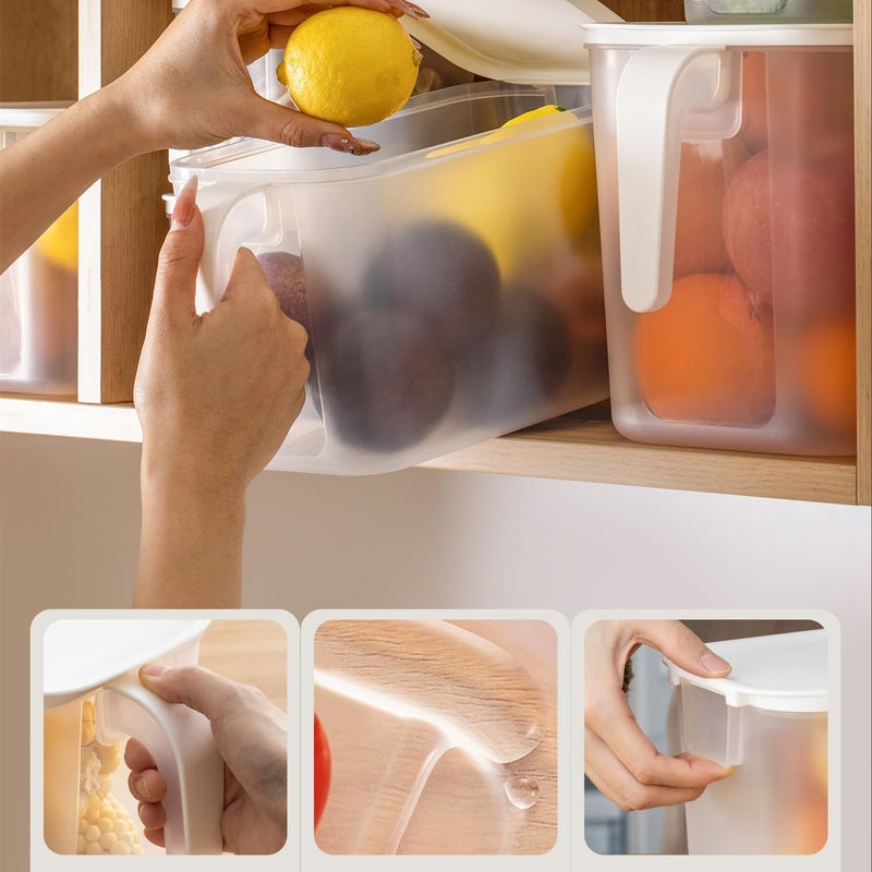 MineSign MineDecor Plastic Storage Containers Square Food Storage Organizer Stackable Refrigerator Organizer Handle Kitchen Containers with Lids for Fruits Vegetables Meat Egg (Set of 4) - Image 5