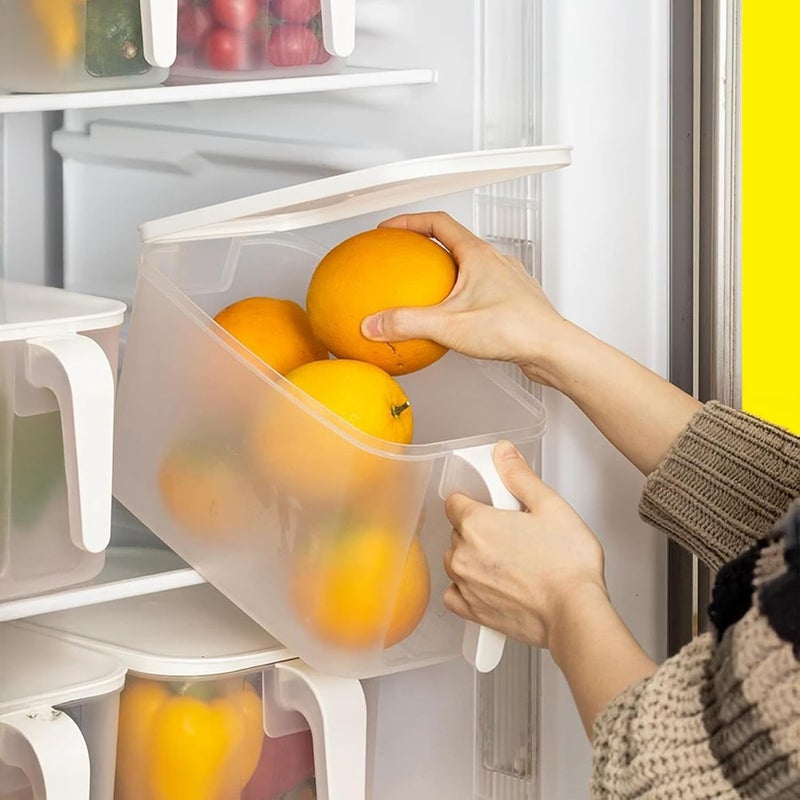 MineSign MineDecor Plastic Storage Containers Square Food Storage Organizer Stackable Refrigerator Organizer Handle Kitchen Containers with Lids for Fruits Vegetables Meat Egg (Set of 4) - Image 2