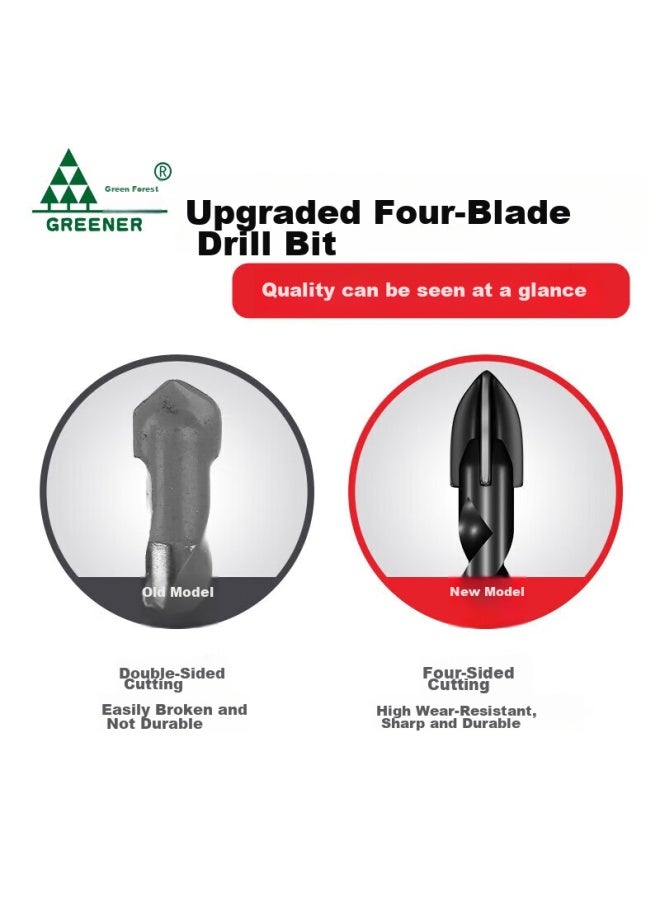 GREENER Lülin Ceramic Tile Cross Drill Bit, High Hardness, Four-blade Impact Drill, For Drilling Concrete And Glass, Specialized For Rapid Chip Removal - Image 3