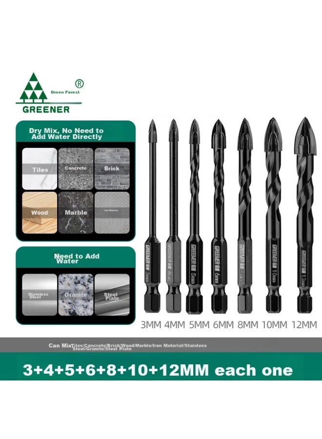 GREENER Lülin Ceramic Tile Cross Drill Bit, High Hardness, Four-blade Impact Drill, For Drilling Concrete And Glass, Specialized For Rapid Chip Removal - Image 1
