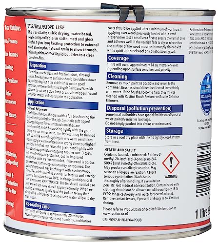 Rustins EAVG1000 1L Outdoor Varnish Gloss - Clear - Image 2