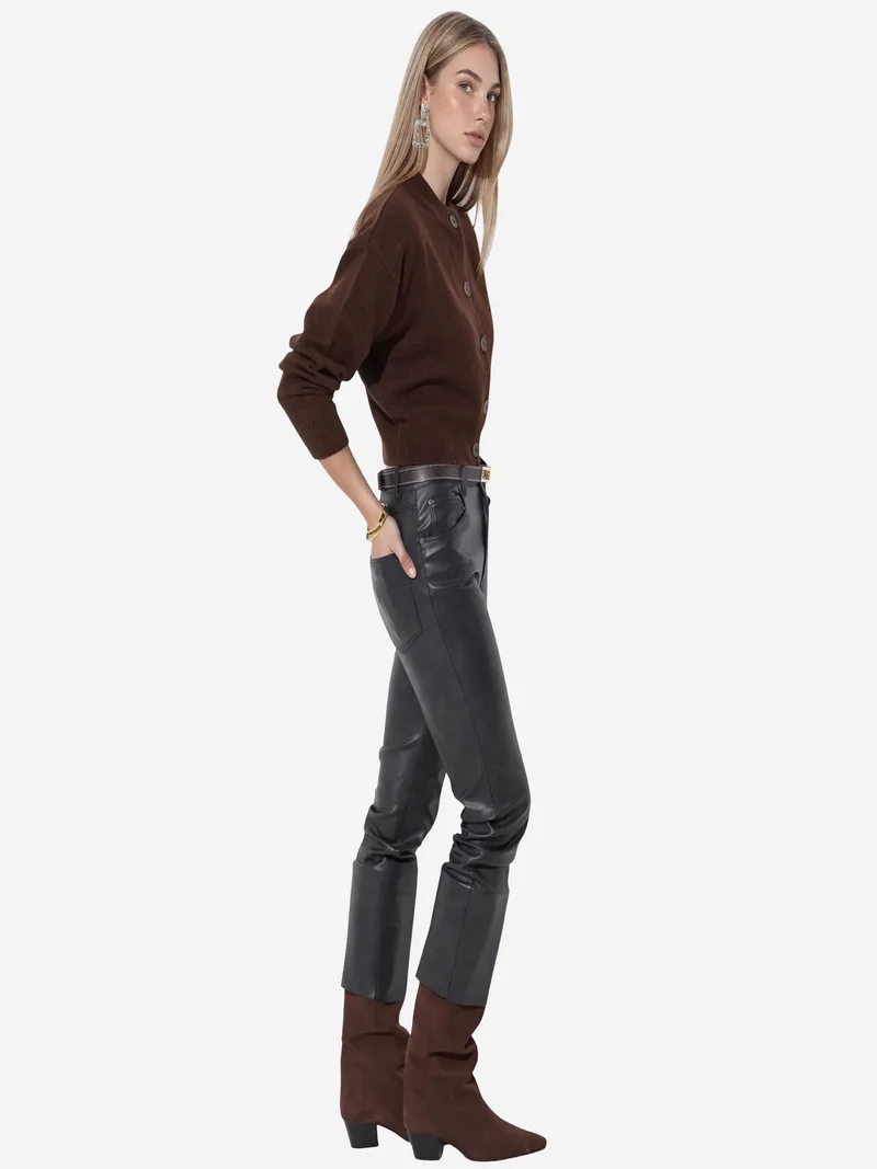 فيورنا VIORNA Crop Ribbed Cardigan With Buttons
