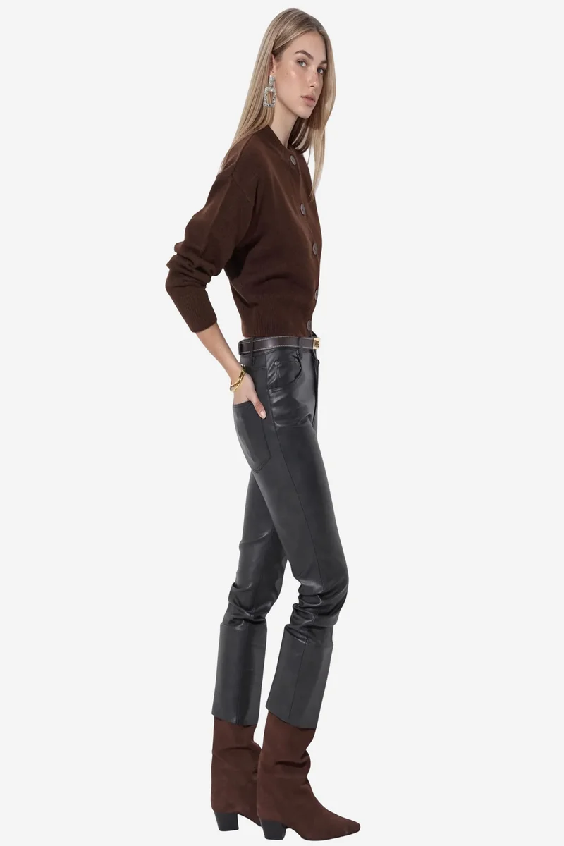 Viorna VIORNA Crop Ribbed Cardigan With Buttons