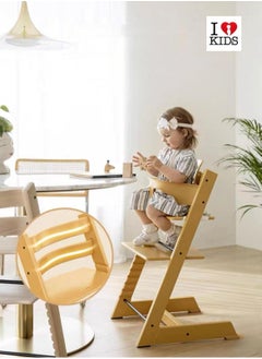 I LOVE KIDS STOKKE Baby High Chair,Adjustable Growth Chair,Wooden Dining Chair,Study Chair,Suitable For Ages 6 Months-18 (wood color)  - Image 1