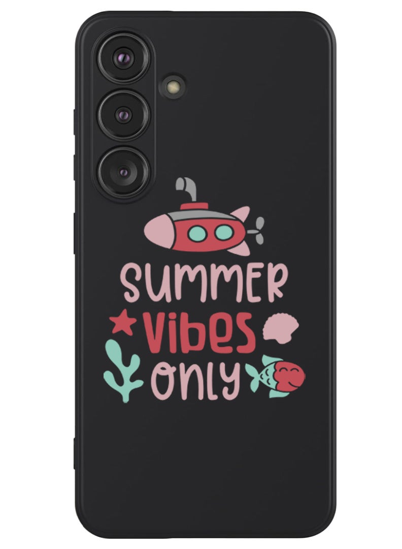 Theodor Protective Slim Fit Case Liquid Silicone Cover with Full Body Protection Anti-Scratch Shockproof Case For Samsung Galaxy S24 Plus (Black) - Summer vibes only - Image 1