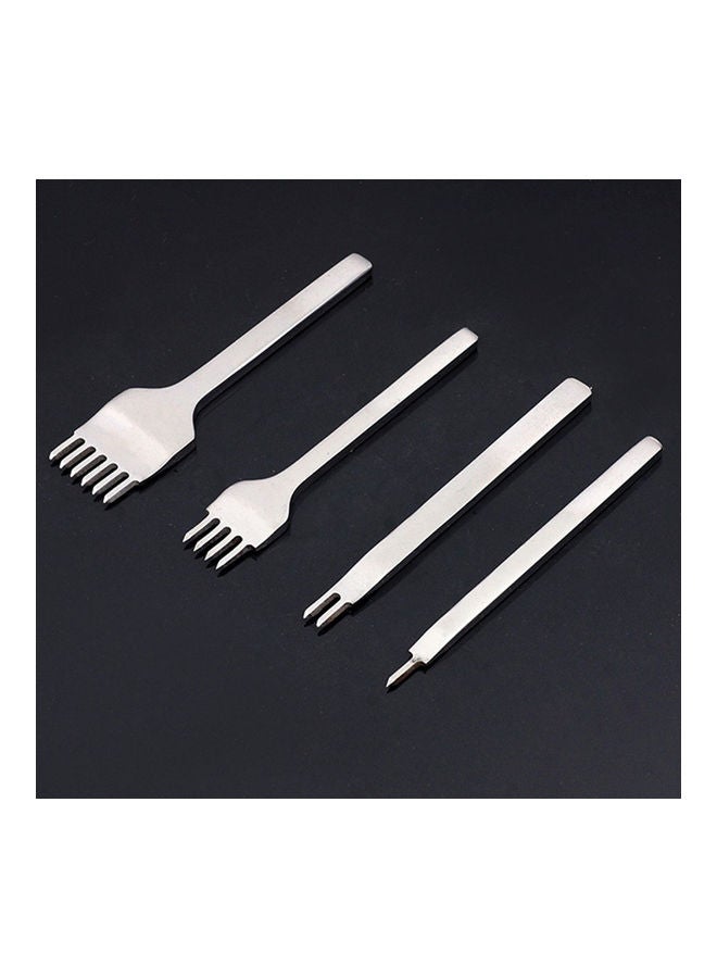 NIBEMINENT 4-Piece Stitching Chisel Punch Tool Set Silver - Image 1