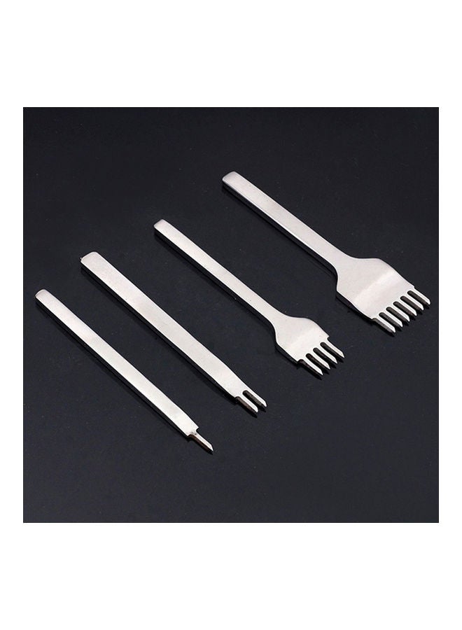 NIBEMINENT 4-Piece Stitching Chisel Punch Tool Set Silver - Image 4