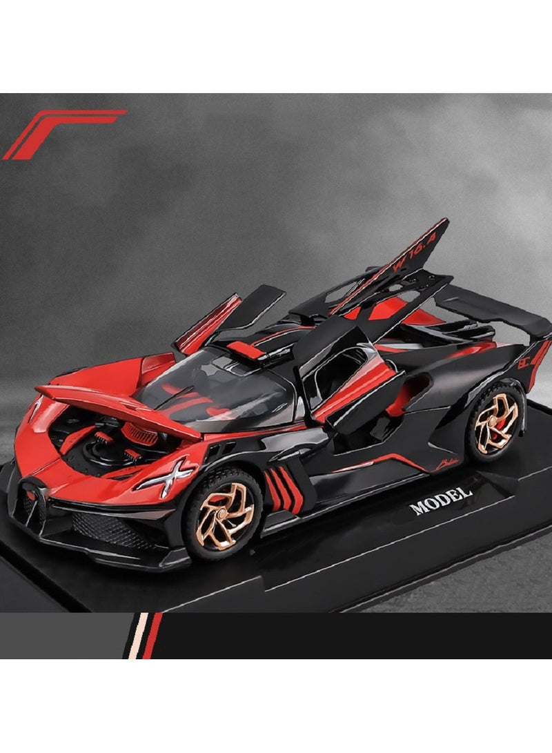 HALAMODO 1:32 Alloy Hyper Flame Sports Car Model , With Light & Sound Pull-Back Toy , Opening Doors ，Model Car for Kids Boy Girl Gift ，Collectible Display , Red ，15.5 cm*6.7 cm*3.6 cm - Image 2