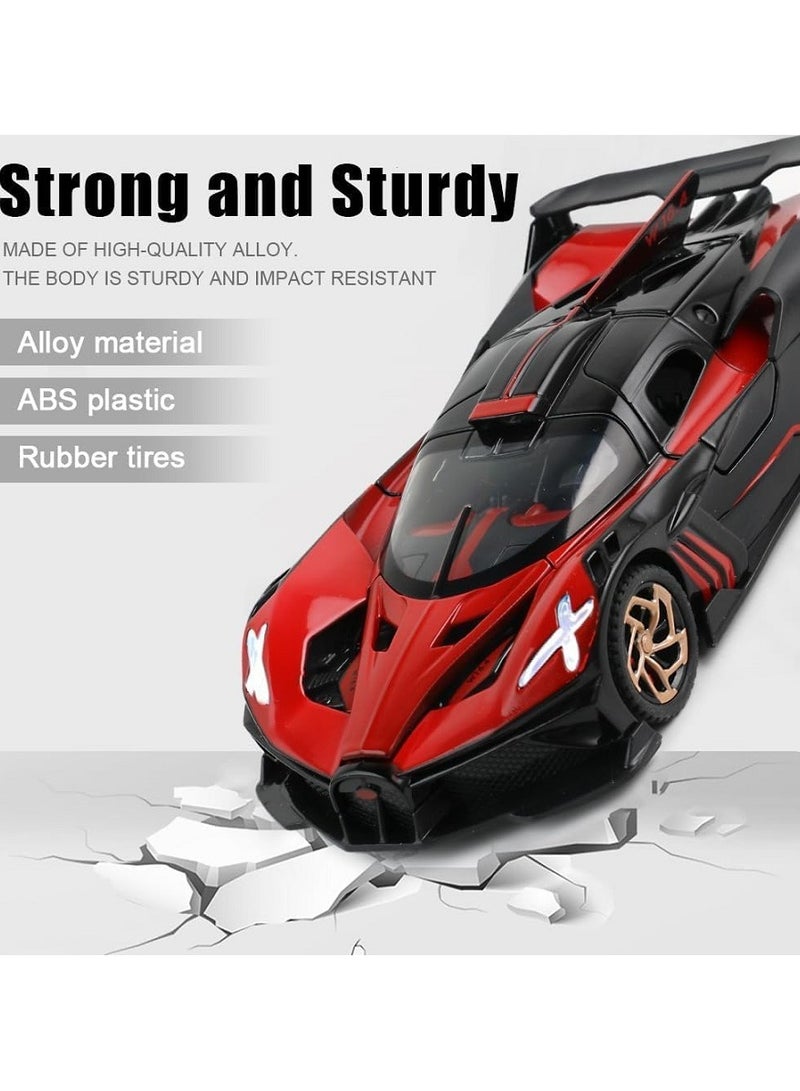 HALAMODO 1:32 Alloy Hyper Flame Sports Car Model , With Light & Sound Pull-Back Toy , Opening Doors ，Model Car for Kids Boy Girl Gift ，Collectible Display , Red ，15.5 cm*6.7 cm*3.6 cm - Image 4