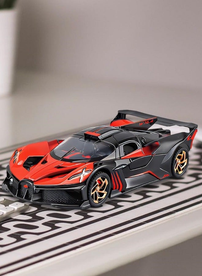 HALAMODO 1:32 Alloy Hyper Flame Sports Car Model , With Light & Sound Pull-Back Toy , Opening Doors ，Model Car for Kids Boy Girl Gift ，Collectible Display , Red ，15.5 cm*6.7 cm*3.6 cm - Image 5