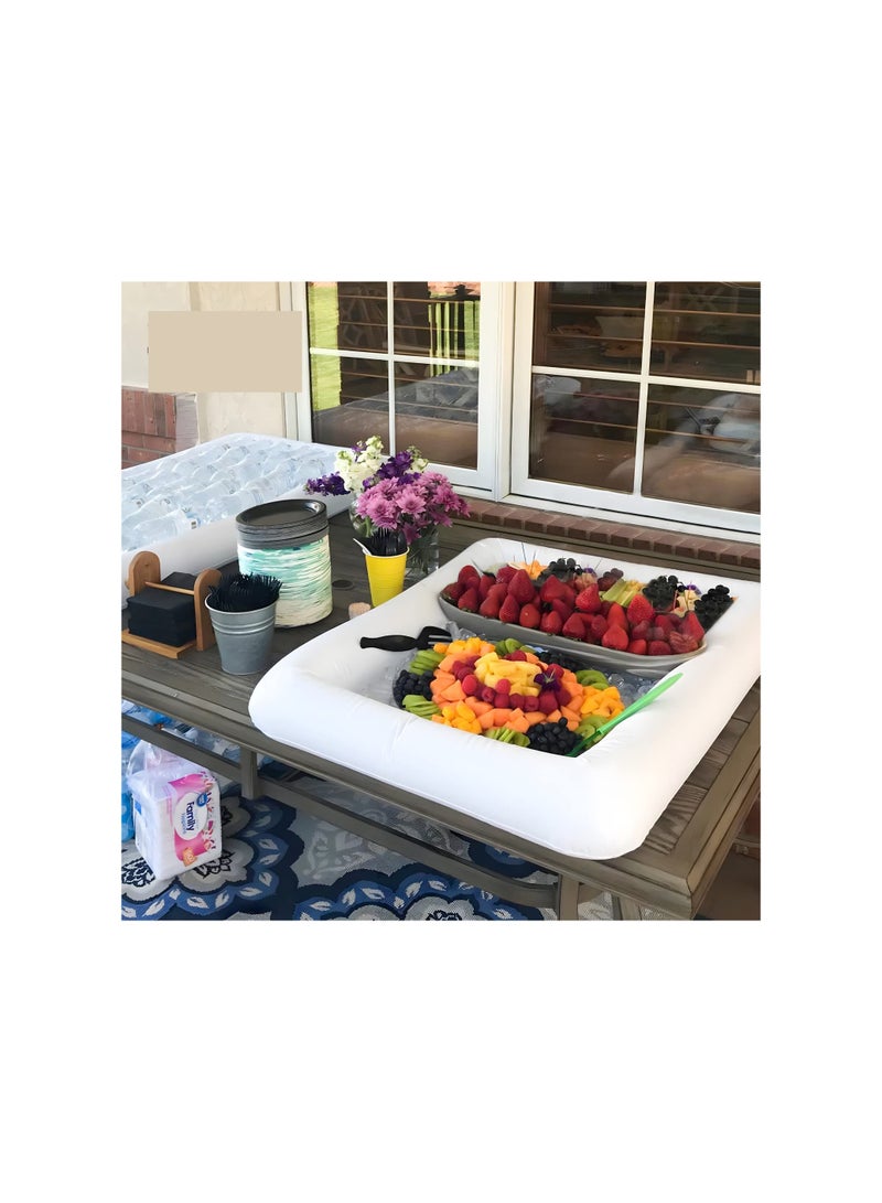 Zikra Inflatable Ice Serving Buffet Bar with Drain Plug, Salad Food & Drinks Tray for Party Picnic & Camping, Salad Picnic Ice Food Server, with Drain Plug, Hawaiian Party Supplies (Pack of 1)(+Inflator) - Image 3