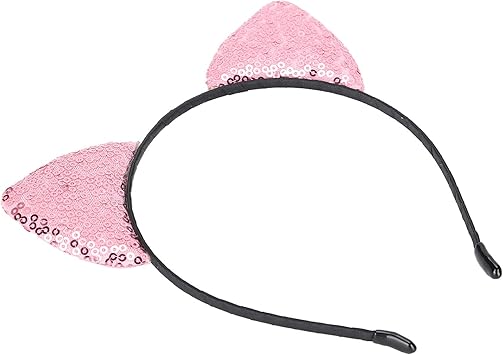 Uxsiya Cat Ear Headband Cute Reversible Sequin Kitty Headband Shiny Cat Ear Hair Hoops Womens Kitty Hair Accessories for Party Daily Life WeddingsPINK - Image 2