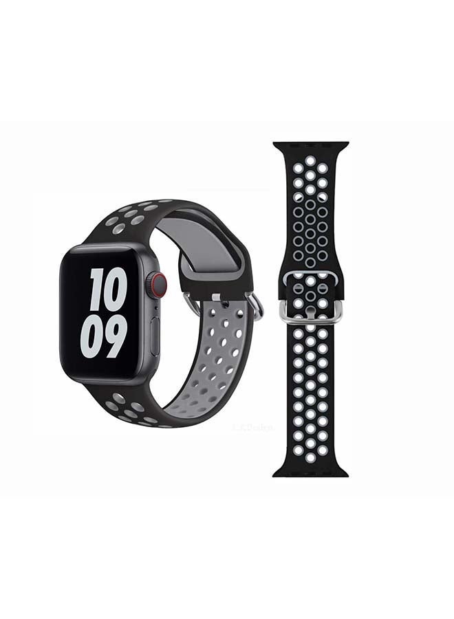 NIBEMINENT Replacement Band For Apple Watch Series 6/SE/5/4/3/2/1 40/38mm Black/Grey - Image 1