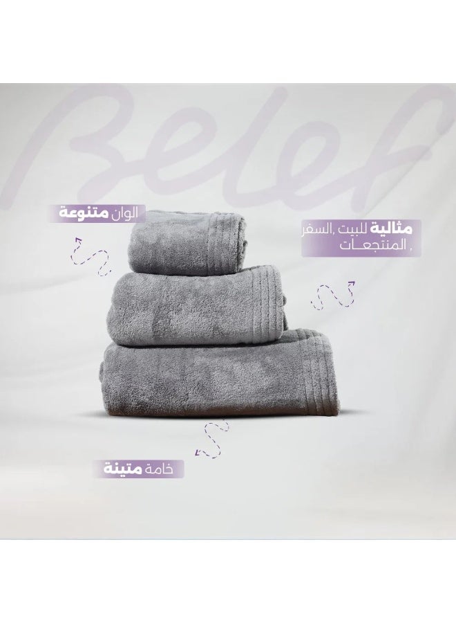 Relef Classic Medium Bath Towel 70X140 cm, Dark Grey - 1 Piece - Image 2