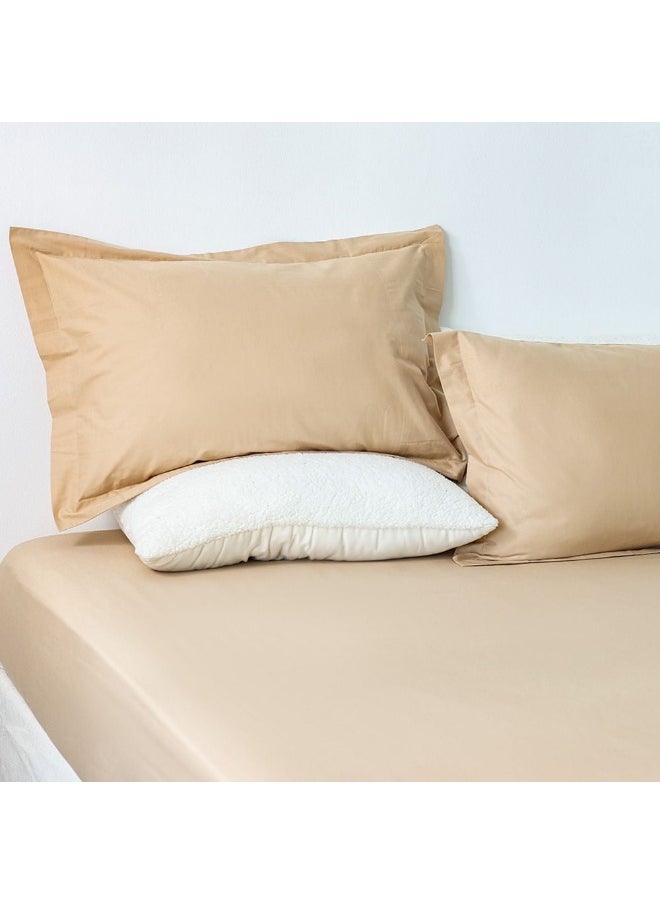 DANUBE HOME Bliss 3 - Pieces Cotton King Fitted Sheet Set - Off White - 180x200 + 35 cm 50x75 cm | 100% Cotton - 144 Thread Count Bedding Set For Bedroom  - Image 3