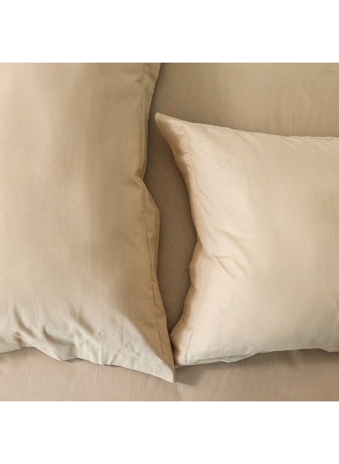DANUBE HOME Bliss 3 - Pieces Cotton King Fitted Sheet Set - Off White - 180x200 + 35 cm 50x75 cm | 100% Cotton - 144 Thread Count Bedding Set For Bedroom  - Image 4