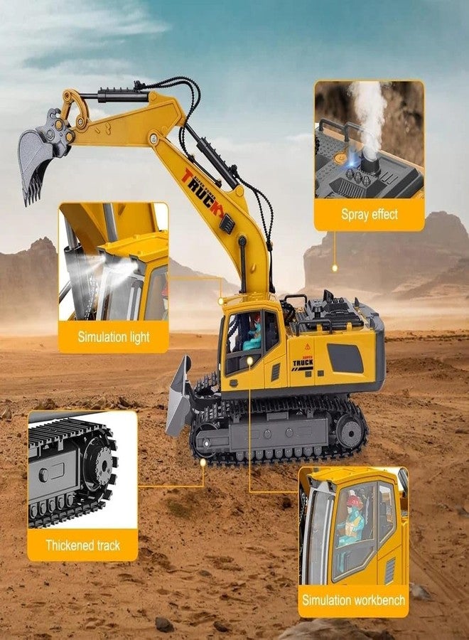 Avarin 1/18 Scale Rc Excavator 13 Channel Rc Excavator Truck Toys Metal Shovel, Remote Control Construction Vehicles Tractor, 2.4Ghz Boy Toy Gift for Kids and Adults, Multicolor - Image 5