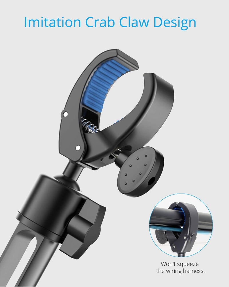 Quyee Phone Holder Car, Rear View Mirror Phone Holder - Aluminum Alloy Mount Multi-Angle Adjustment Rotatable and Retractable Compatible with All 4-7 Inch iPhone and Android Cell Phones (Black) - Image 4
