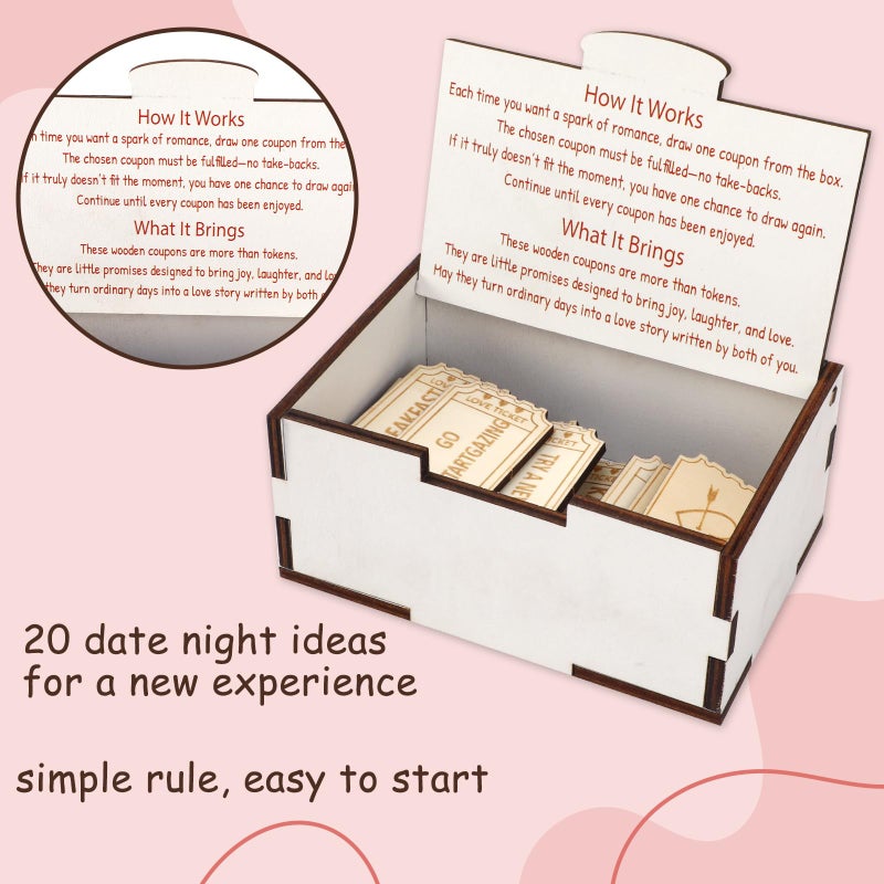 JULEASEL Love Tickets for Him â€” 20 Date Ideas for Fresh Experience | Unique Valentines Day Gift for Couples, Valentines Coupons for Him Her Husband, Thoughtful Vday Gift for Him - Image 3