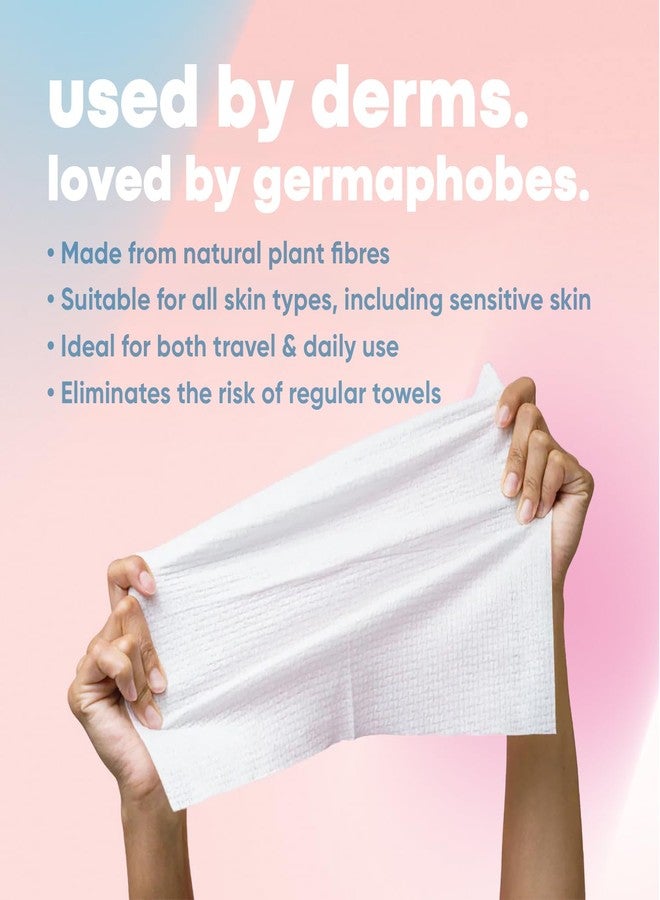 Takeoff Face Towels, 10"×12" XL Face Disposable + Compostable Towelettes, Ultra Soft Makeup Remover Dry Wipes, Thick Face Towel w/Dual Texture For All Skin Types incl. Sensitive, 50 Count (1 Pack) - Image 2