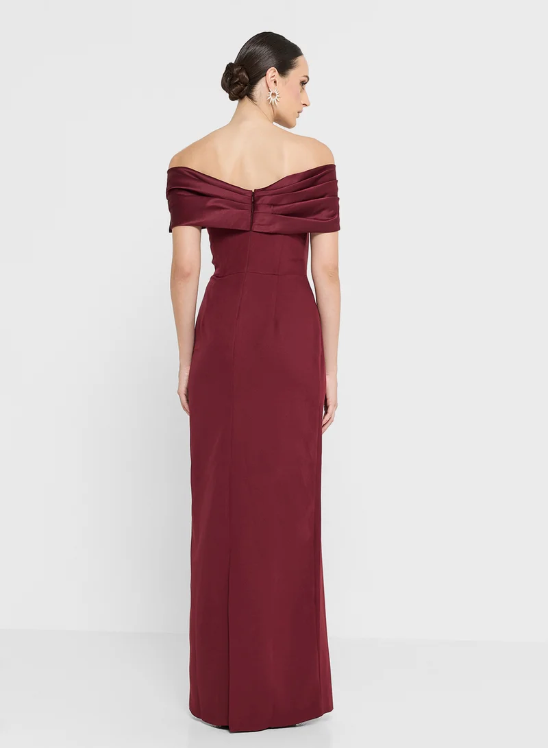 Namshi x Off Shoulder Dress With Bow Detail