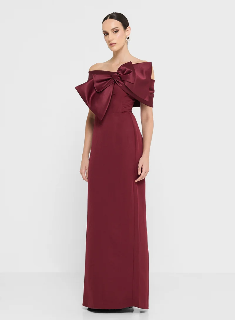 Namshi x Off Shoulder Dress With Bow Detail