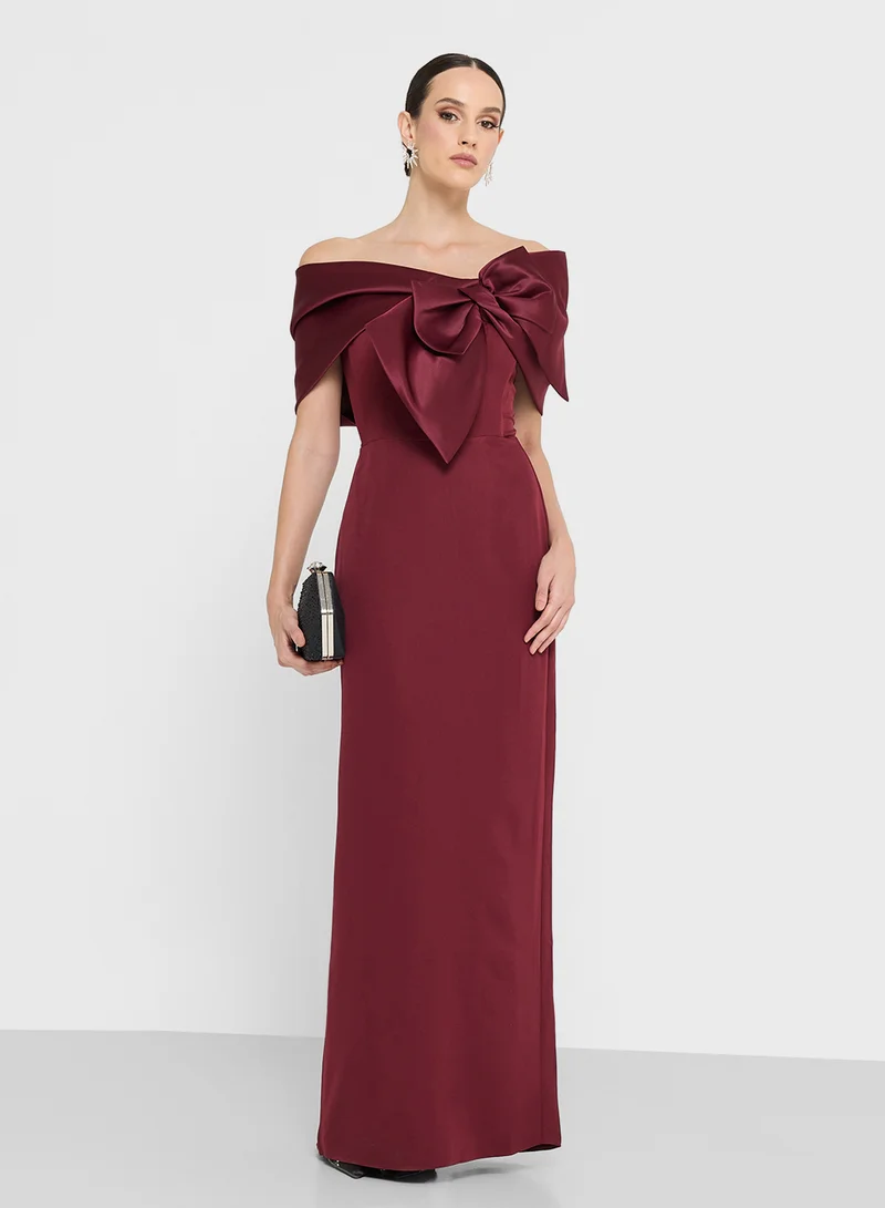 Namshi x Off Shoulder Dress With Bow Detail